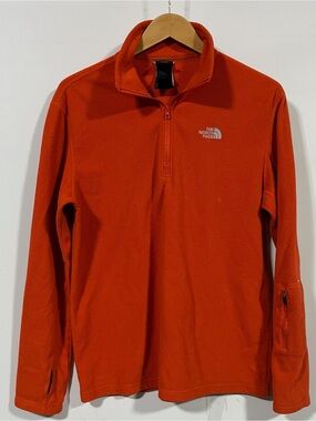 The North Face Men's Orange Fleece Sweatshirt Hoodie - M